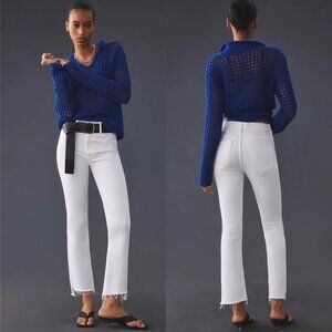 MOTHER The Insider Crop Step Fray White Jeans In Fairest Of Them All Size 24